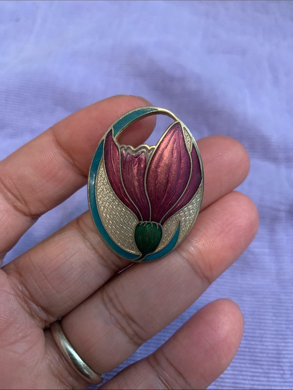 Vintage Cloisonné Brooch Women's Jewelry